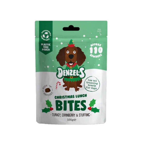 Christmas Lunch Dog Bites - Turkey, Cranberry & Stuffing 100g