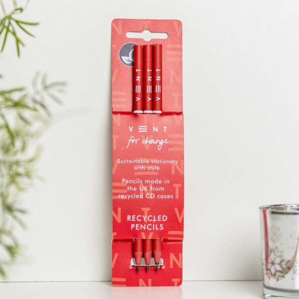 ‘Make A Mark’ Recycled Pencils – Red Pack of 3