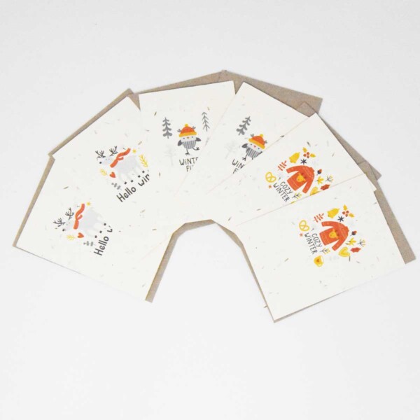 Seed Paper Christmas Card ‘Winter Fun ’ – 6 Pack