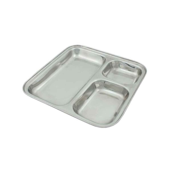 Square Stainless Steel Divided Plate - 25cm