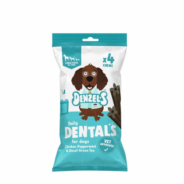 Daily Dental Chews For Large Dogs - Chicken, Peppermint & Decaf Green Tea 120g