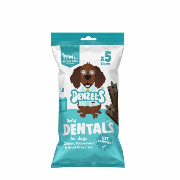 Daily Dental Chews For Medium Dogs - Chicken, Peppermint & Decaf Green Tea 100g