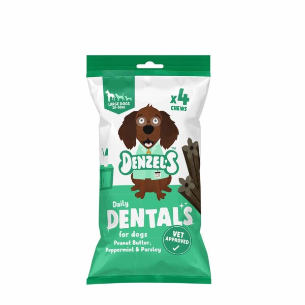 Daily Dental Chews For Large Dogs - Peanut Butter, Peppermint & Parsley 120g