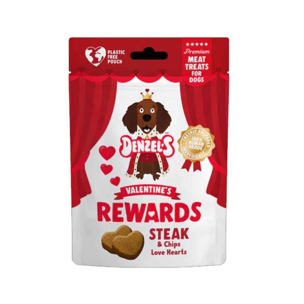 Steak & Chips Love Heart Rewards Dog Treats - 70g