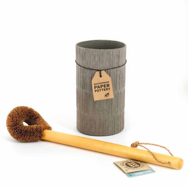 Paper Pottery Toilet Brush Holder - Concrete - Image 2