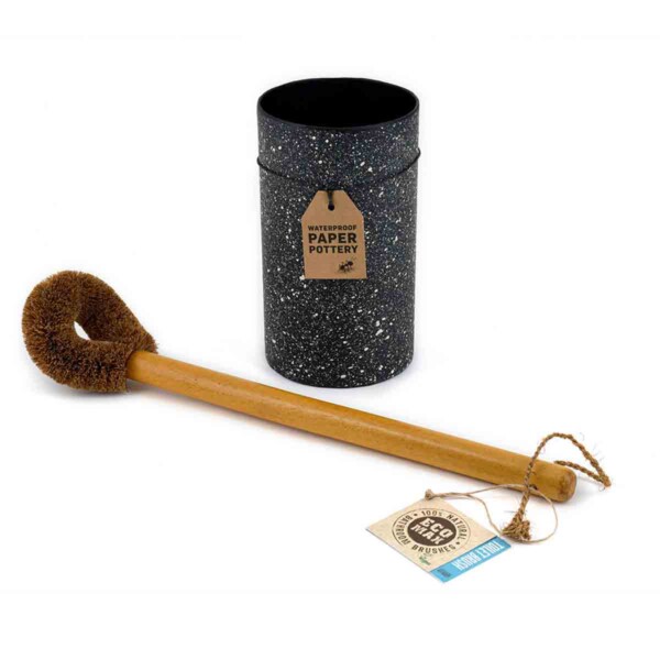 Paper Pottery Toilet Brush Holder - Granite