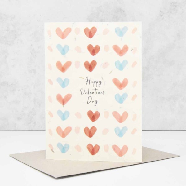 Seed Paper Greeting Card - 'Red& Blue Hearts'
