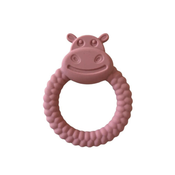 Hippo Teething Ring - Pink