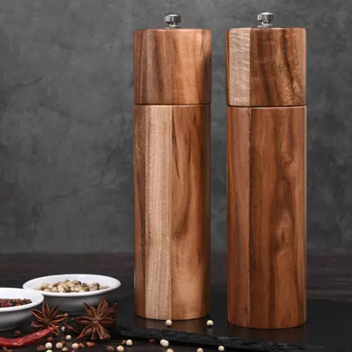 Wooden Salt & Pepper Grinders Set Of 2 Peace With The Wild