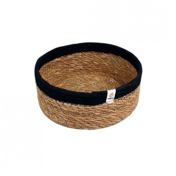 Shallow Seagrass & Jute Basket - Medium - Natural/Black