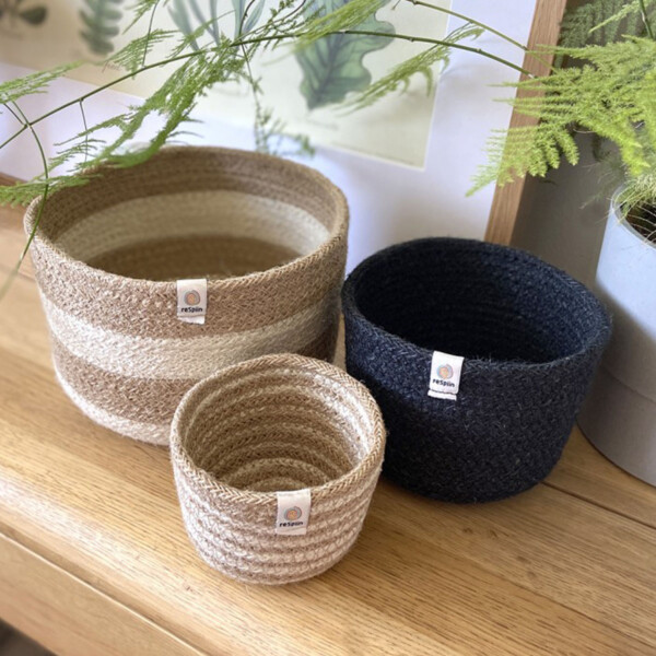 Jute Tall Basket Set - Pebble - Image 2