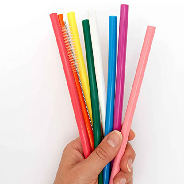 8 Reusable Silicone Straws With Cleaning Brush - Image 2