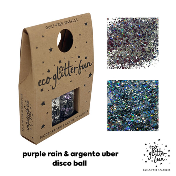 2 Piece Eco Glitter Set - Purple Rain & Argento Uber Disco Ball
