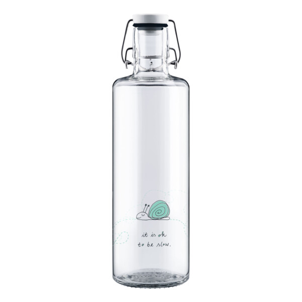 'Ok To Be Slow' Glass Water Bottle - 1L