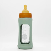 Wide Neck Baby Glass Bottle With Sleeve - Seafoam Blue 250ml