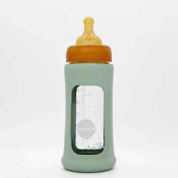 Wide Neck Baby Glass Bottle With Sleeve - Seafoam Blue 250ml