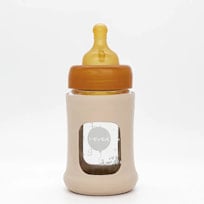 Wide Neck Baby Glass Bottle With Sleeve - Sand 150ml