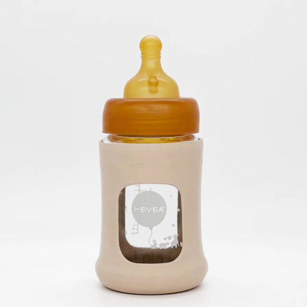 Wide Neck Baby Glass Bottle With Sleeve - Sand 150ml