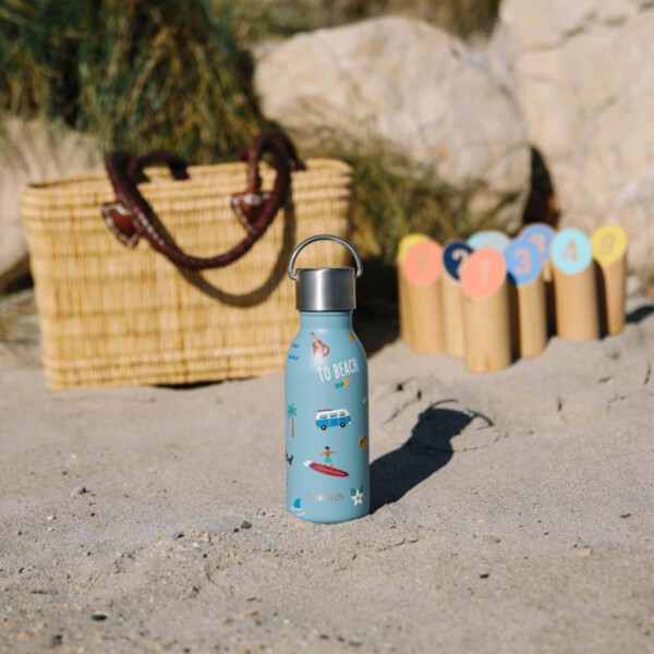 Insulated Stainless Steel Kids Bottle with Sports Lid - Honolulu - Steel Blue - 350ml - Image 3