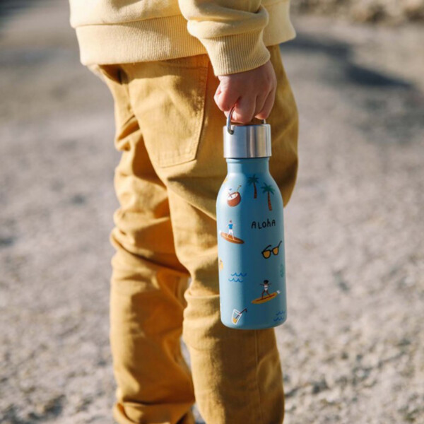 Insulated Stainless Steel Kids Bottle with Sports Lid - Honolulu - Steel Blue - 350ml - Image 2