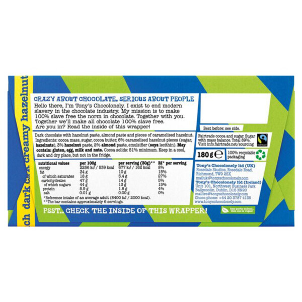 Dark Chocolate With Creamy Hazelnut Crunch - 180g - Image 3
