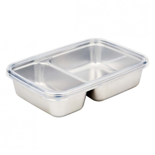 Divided Rectangle Container with Silicone Lid - 28oz Clear