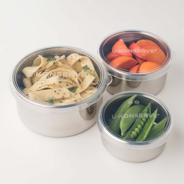 Nesting Round Containers with Silicone Lids - Clear - Set of 3 - Image 2