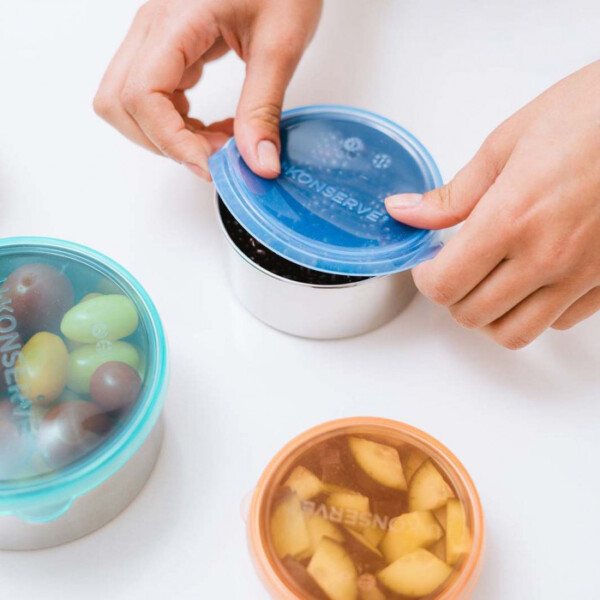 Nesting Round Containers with Silicone Lids - Tropical Sky - Set of 3 - Image 2