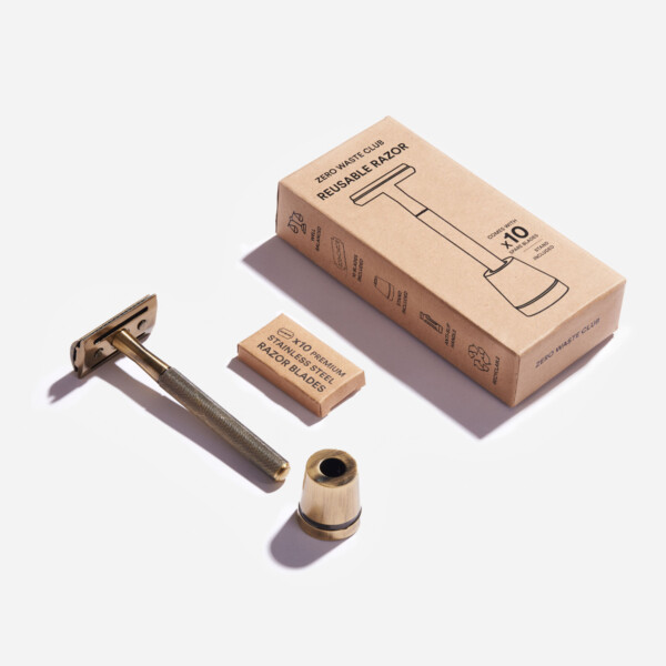 Reusable Razor & Stand - Antique Brass - Image 2
