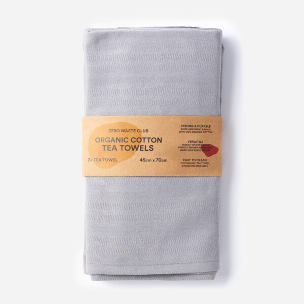 Cloud Grey Organic Cotton Tea Towels - 2 Pack
