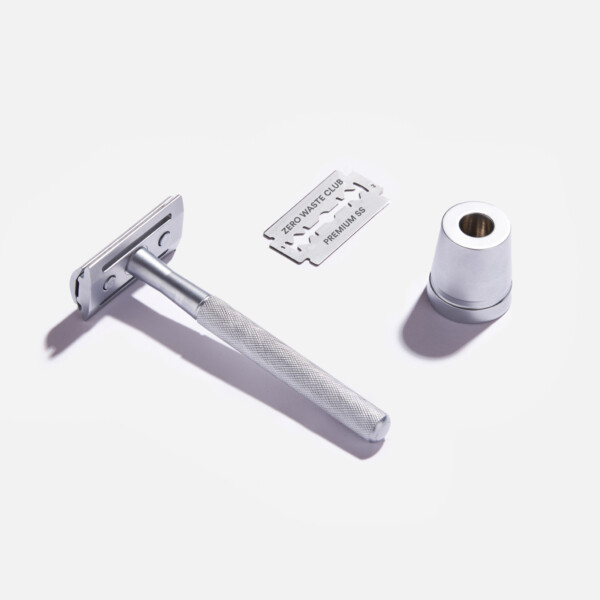 Reusable Razor & Stand - Matte Silver - Image 3