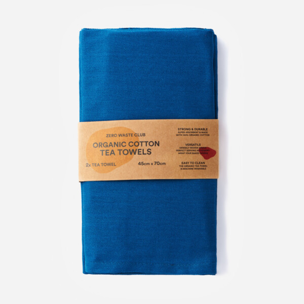 Deep Sea Blue Organic Cotton Tea Towels - 2 Pack