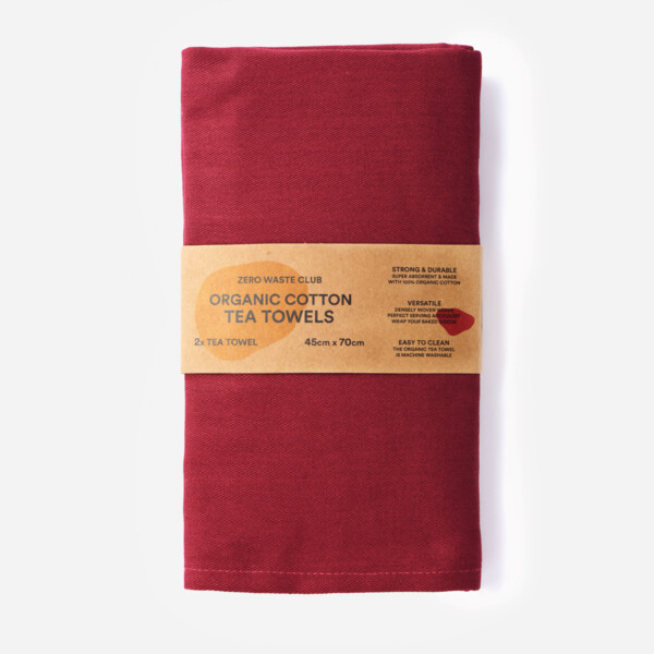 Wine Red Organic Cotton Tea Towels - 2 Pack
