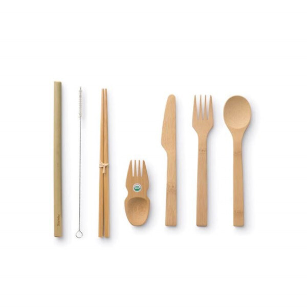 Complete Bamboo Eat & Drink Travel Utensil Kit - Image 2