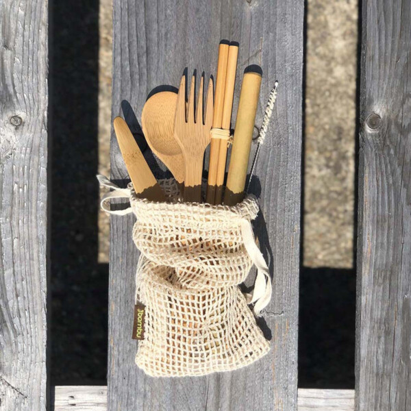 Complete Bamboo Eat & Drink Travel Utensil Kit - Image 4