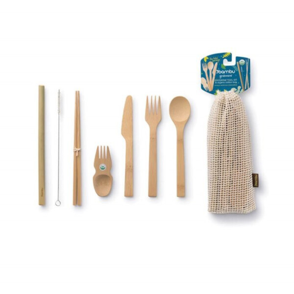 Complete Bamboo Eat & Drink Travel Utensil Kit