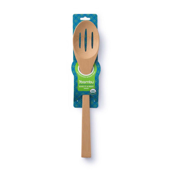 Large Bamboo Slotted Spoon - 12"