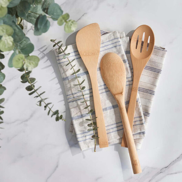 Large Bamboo Slotted Spoon - 12" - Image 3