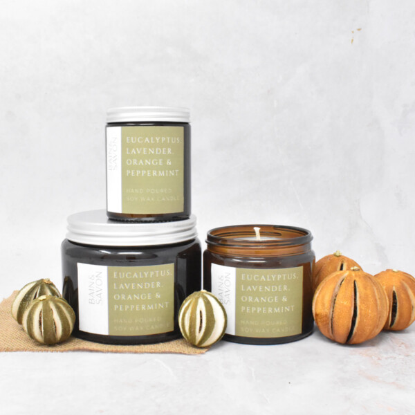 Soy Wax Candle - Eucalyptus, Lavender, Orange & Peppermint