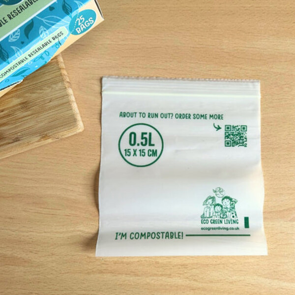 25 Compostable Resealable Bags - 0.5 Litre - Image 2