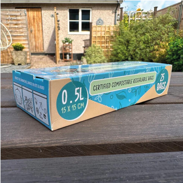 25 Compostable Resealable Bags - 0.5 Litre - Image 3