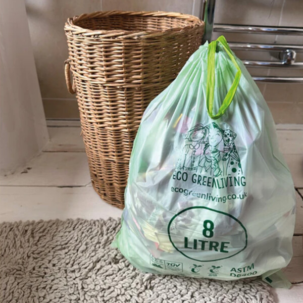 25 Compostable Drawstring Bin Bags - 8 Litre - Image 3
