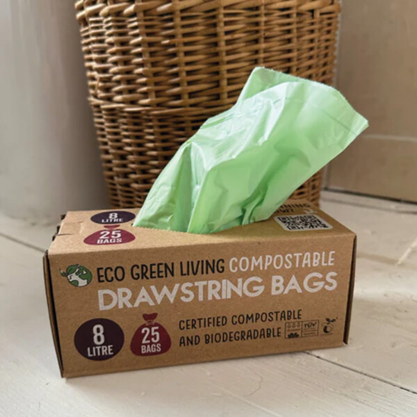 25 Compostable Drawstring Bin Bags - 8 Litre - Image 2
