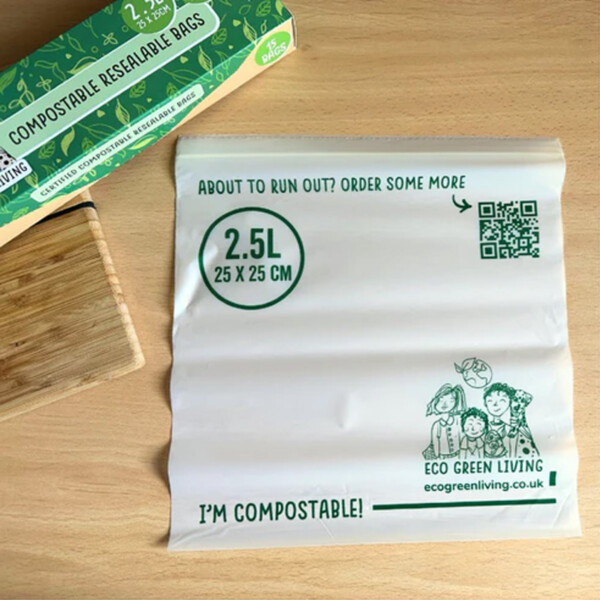 15 Compostable Resealable Bags - 2.5 Litre - Image 2