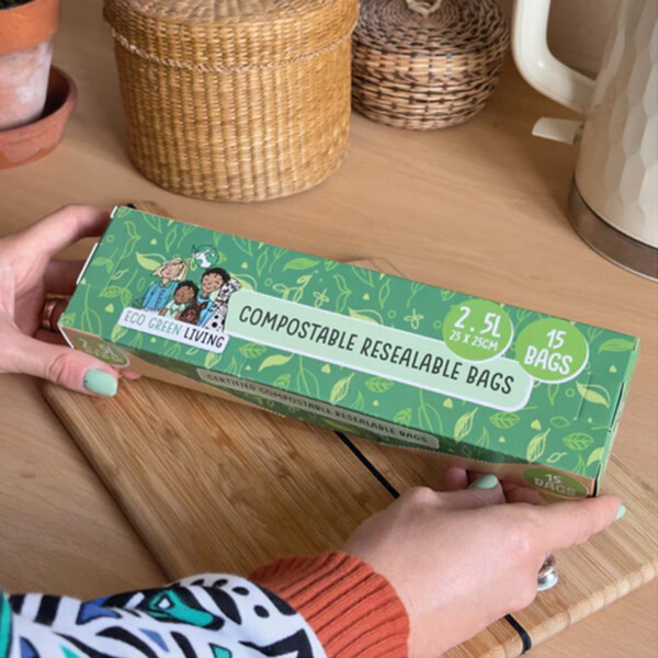 15 Compostable Resealable Bags - 2.5 Litre - Image 3