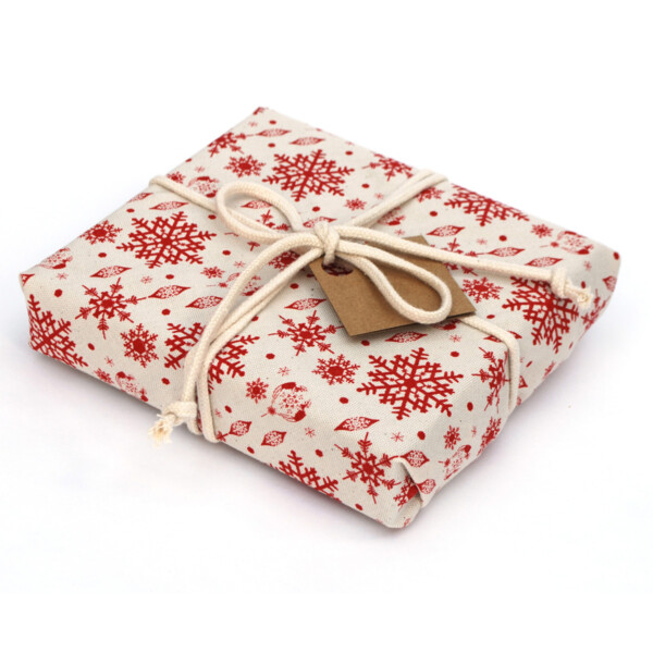 Organic Cotton Reusable Gift Wrap - Burgundy - Image 2