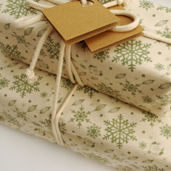 Organic Cotton Reusable Gift Wrap - Green - Image 3