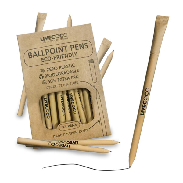 Paper Ballpoint Pens - 24 Pack