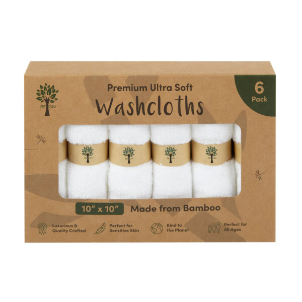 Organic Bamboo Washcloths - Pack Of 6