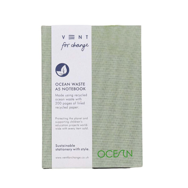 A5 Recycled Ocean Waste Hardback Notebook – Green Algae